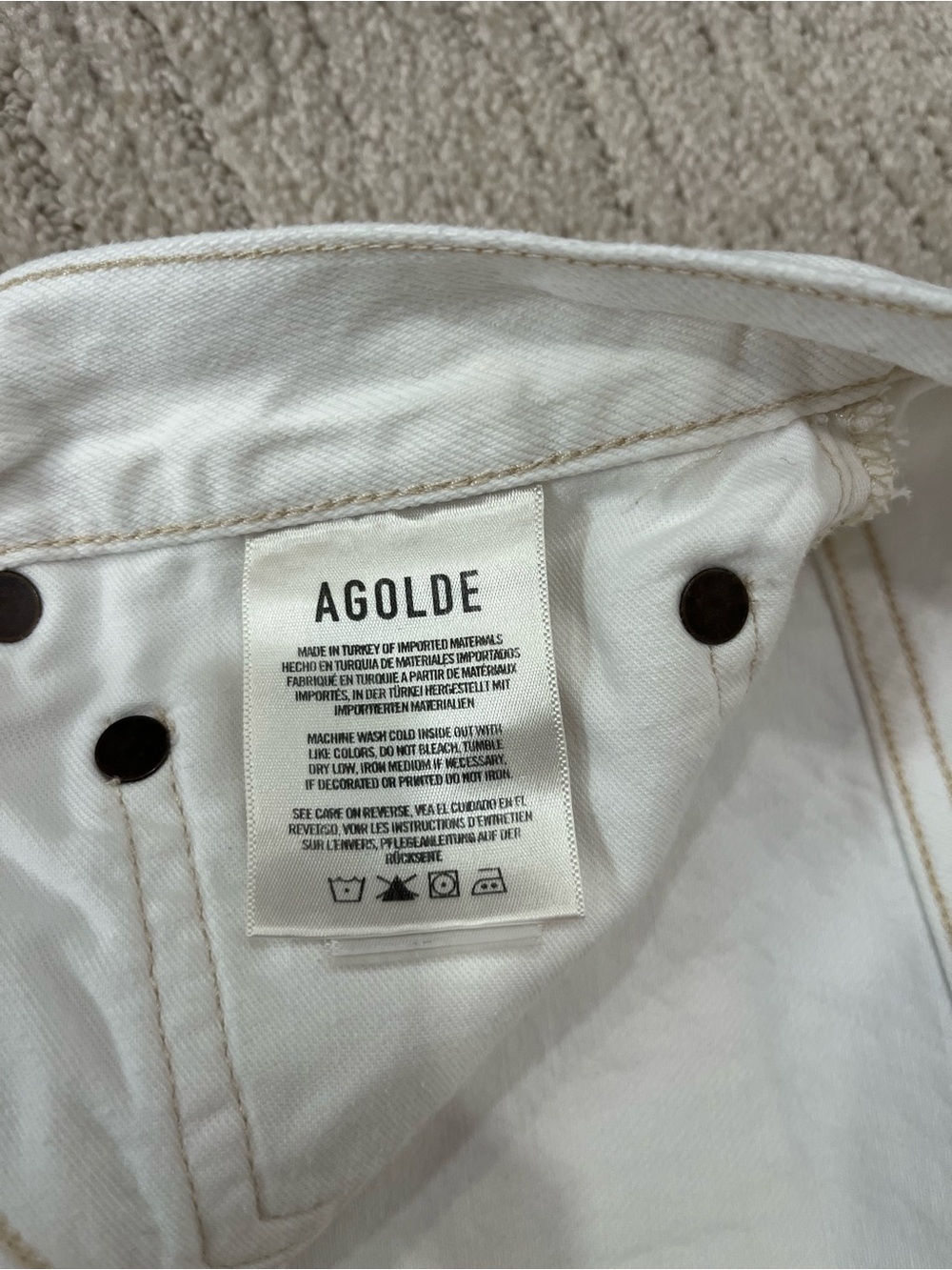 Agolde Parker Long White High-Rise Frayed Hem Jean Shorts - Picture 4 of 11